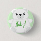 Green Polar Bear Baby Dusche Button (Vorderseite)