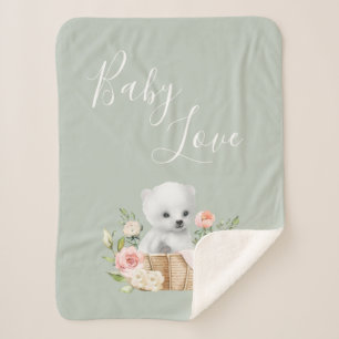 Green Polar Bear Baby Liebe Sherpadecke
