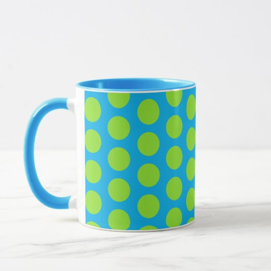 Green Polka Dot auf Aqua Tasse Cup (Links)