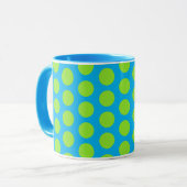 Green Polka Dot auf Aqua Tasse Cup (Vorderseite Links)