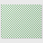 Green Polka Dot auf weißem Medium Space Geschenkpapier (Flach)