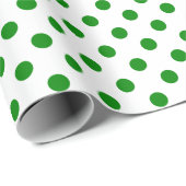 Green Polka Dot auf weißem Medium Space Geschenkpapier (Rolleneckpunkt)