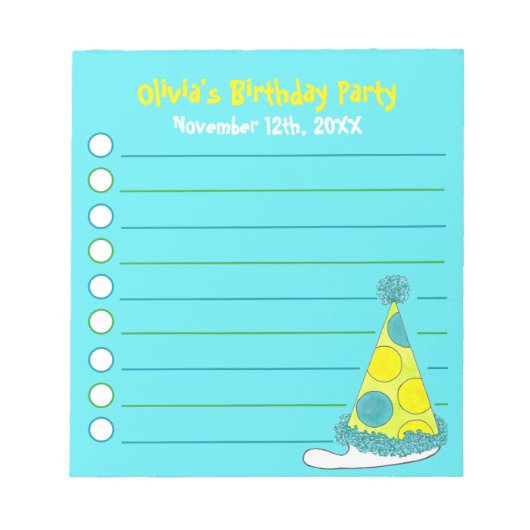 Green Polka Dot Birthday Party Personalisiert Gefa Notizblock (Vorderseite)