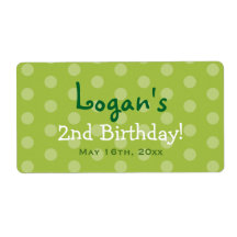 Green Polka Dot Birthday Water Flasche Labels