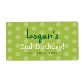 Green Polka Dot Birthday Water Flasche Labels