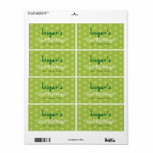 Green Polka Dot Birthday Water Flasche Labels (Vorne)