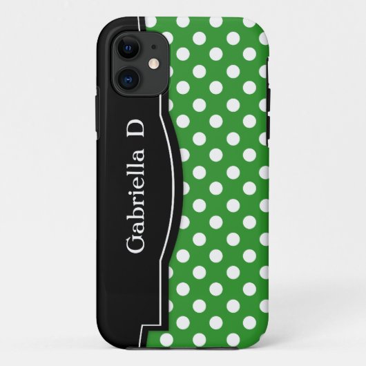Green Polka Dot Black Frame iPhone 5 Fall Case-Mate iPhone Hülle (Rückseite)