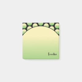 Green Polka Dot Black Script Name Post-It Notizen