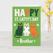 Green Polka Dot Cats Day Card Karte (Gelbe Blume)