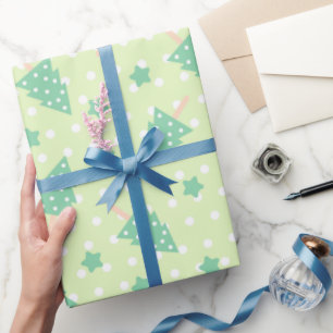 Green Polka Dot Christmas Tree Geschenkpapier