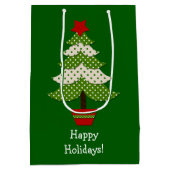 Green Polka Dot Christmas Tree Mittlere Geschenktüte (Rückseite)