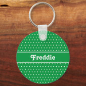 Green Polka Dot Classic Green Individuelle Name Schlüsselanhänger (Rückseite)