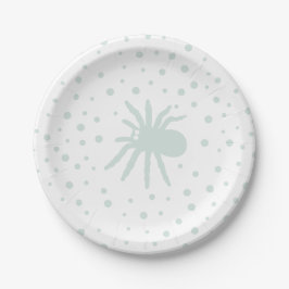 Green Polka Dot Confetti mit Spooky Spider Pappteller