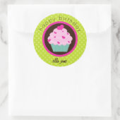 Green Polka Dot Cupcake Happy Birthday Sticker (Tasche)