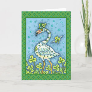 GREEN POLKA DOT FLAMINGO, FUNNY ST. PATRICK'S DAY FEIERTAGSKARTE