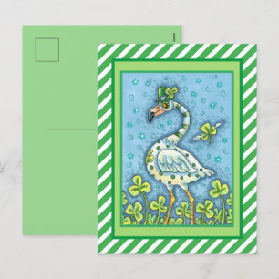 GREEN POLKA DOT FLAMINGO, FUNNY ST. PATRICK'S DAY FEIERTAGSPOSTKARTE