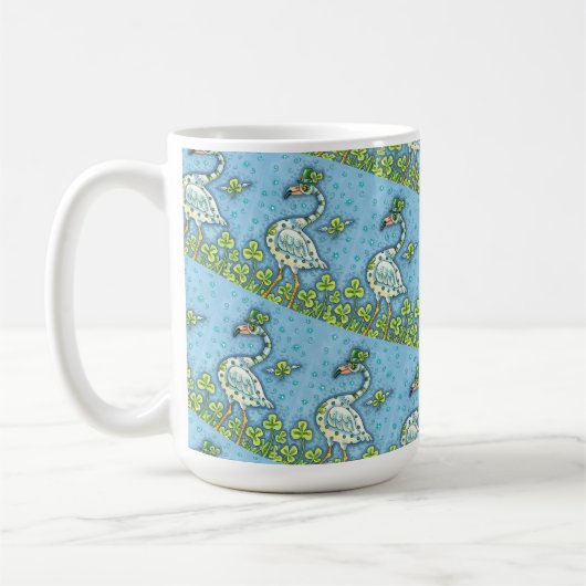 GREEN POLKA DOT FLAMINGO, FUNNY ST. PATRICK'S DAY KAFFEETASSE (Links)