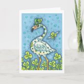 GREEN POLKA DOT FLAMINGO, FUNNY ST. PATRICK'S DAY KARTE (Vorderseite)