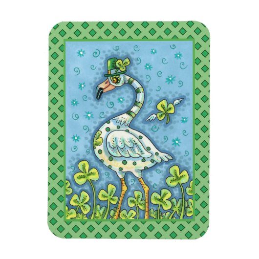 GREEN POLKA DOT FLAMINGO, FUNNY ST. PATRICK'S DAY MAGNET (Vertikal)