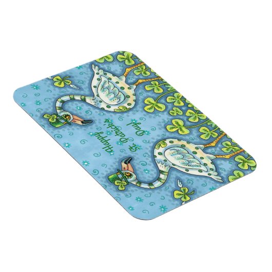 GREEN POLKA DOT FLAMINGOS, FUNNY ST. PATRICK'S DAY MAGNET (Rechte Seite)