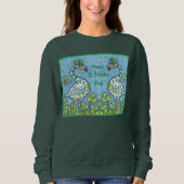 GREEN POLKA DOT FLAMINGOS, FUNNY ST. PATRICK'S DAY SWEATSHIRT (Vorderseite)