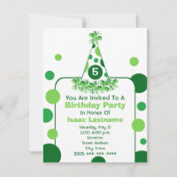 Green Polka Dot Geburtstagsparty Hut Einladung