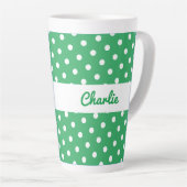 Green Polka Dot Gemustert Retro Personalisierter N Milchtasse (Rechte Ecke)