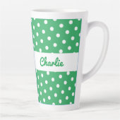 Green Polka Dot Gemustert Retro Personalisierter N Milchtasse (Rechts)