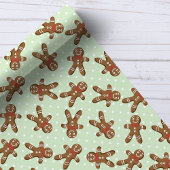 Green Polka Dot Gingerbread Mann Weihnachten Geschenkpapier