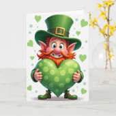 Green Polka Dot Heart Card Karte (Gelbe Blume)