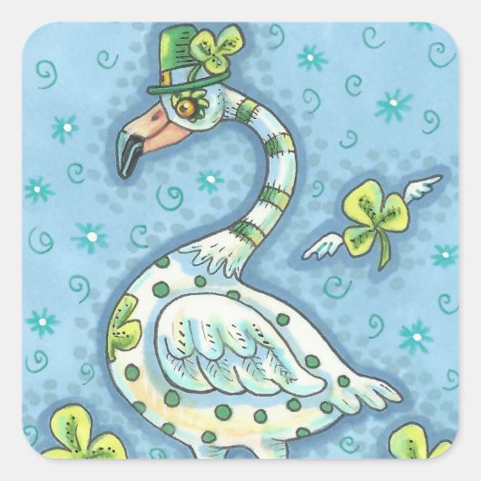 GREEN POLKA DOT IRISH FLAMINGO STICKERS Sheet (Vorderseite)