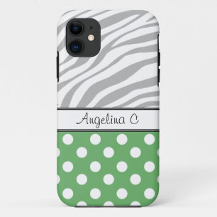 Green Polka Dot Light Zebra Print iPhone 5 Fall Case-Mate iPhone Hülle