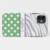 Green Polka Dot Light Zebra Print iPhone 5 Fall Case-Mate iPhone Hülle (Rückseite (Horizontal))
