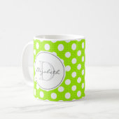 Green Polka Dot Mit Monogramm Tasse (Vorderseite Links)