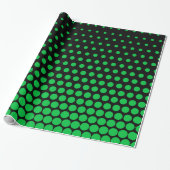 Green Polka Dot Modern Black Geschenkpapier (Ungerollt)