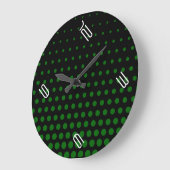 Green Polka Dot Modern Black Große Wanduhr (Winkel)