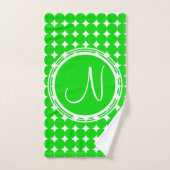 Green Polka Dot Monogram Badhandtuch Set (Handtuch)