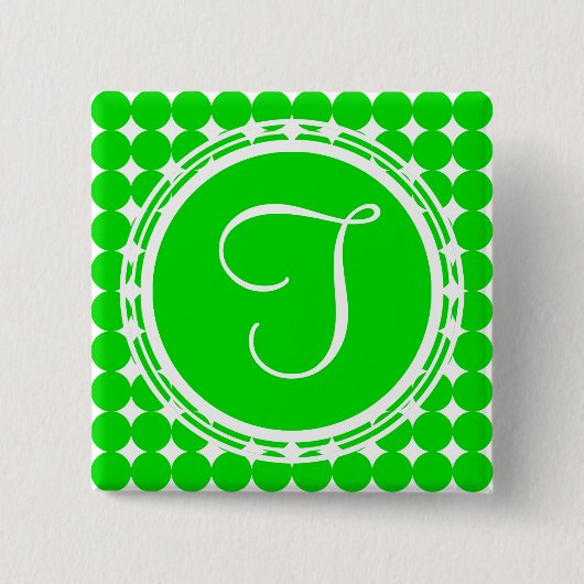 Green Polka Dot Monogram Button (Vorderseite)
