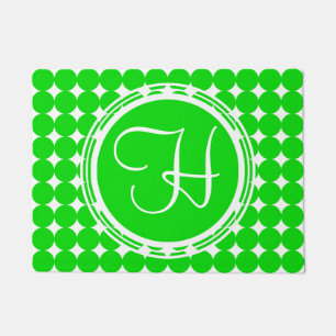 Green Polka Dot Monogram Fußmatte
