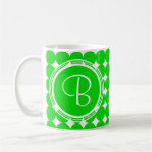 Green Polka Dot Monogram Kaffeetasse (Links)