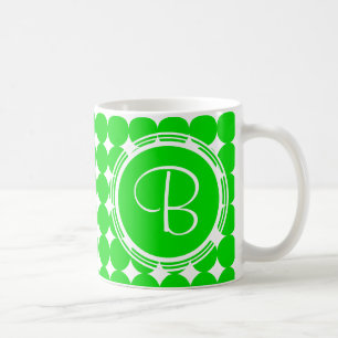 Green Polka Dot Monogram Kaffeetasse