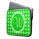 Green Polka Dot Monogram Laptopschutzhülle (Vorderseite Links)