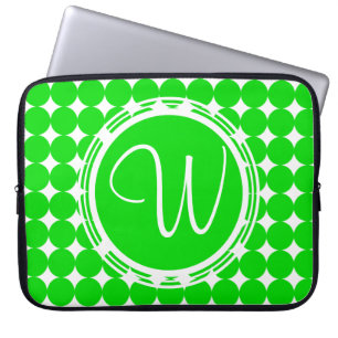 Green Polka Dot Monogram Laptopschutzhülle