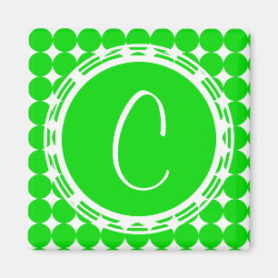 Green Polka Dot Monogram Magnet