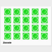Green Polka Dot Monogram Quadratischer Aufkleber (Blatt)