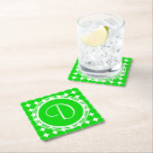 Green Polka Dot Monogram Rechteckiger Pappuntersetzer (Vor Ort)