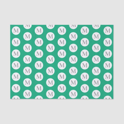 Green Polka Dot Monogram Tasche Seidenpapier (Vorderseite)