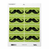 Green Polka Dot Mustache Baby Dusche Wasserflasche (Vorne)