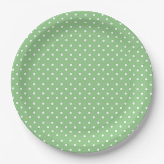 Green Polka Dot Muster Pappteller (Vorderseite)