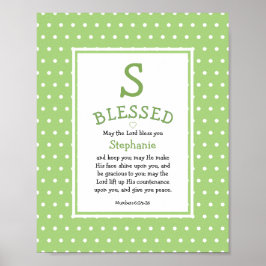 Green Polka Dot Name Sessing Kinderzimmer Poster
